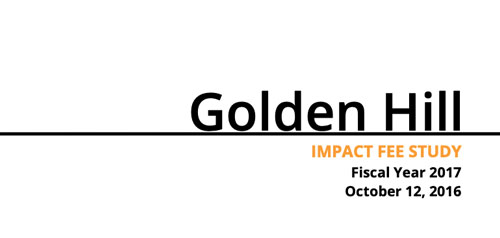 Cover of Greater Golden Hill Impact Fee Study document