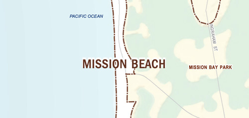 Graphical map of Mission Beach neighborhood