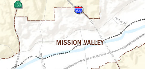 Graphical map of Mission Valley neighborhood