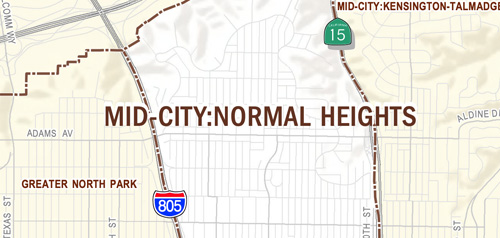 Graphical map of Normal Heights neighborhood