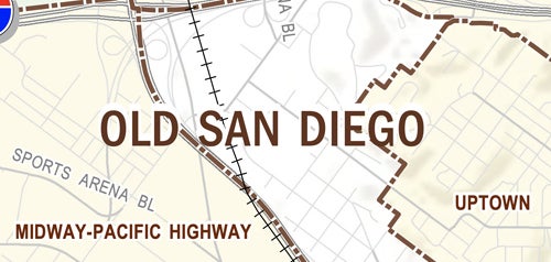 Graphical map of Old Town San Diego neighborhood