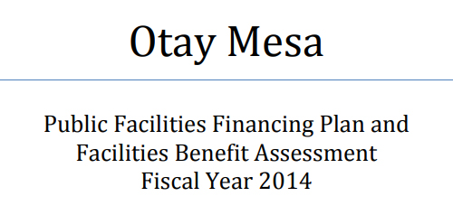 Cover of Otay Mesa Facilities Financing Plan document
