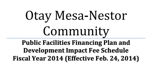 Cover of Otay Mesa-Nestor Facilities Financing Plan document