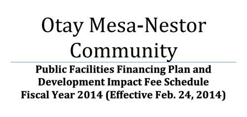 Cover of Otay Mesa-Nestor Facilities Financing Plan document