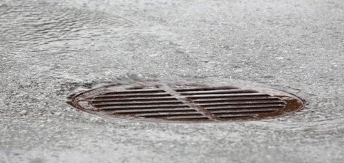 Storm water going into a drain