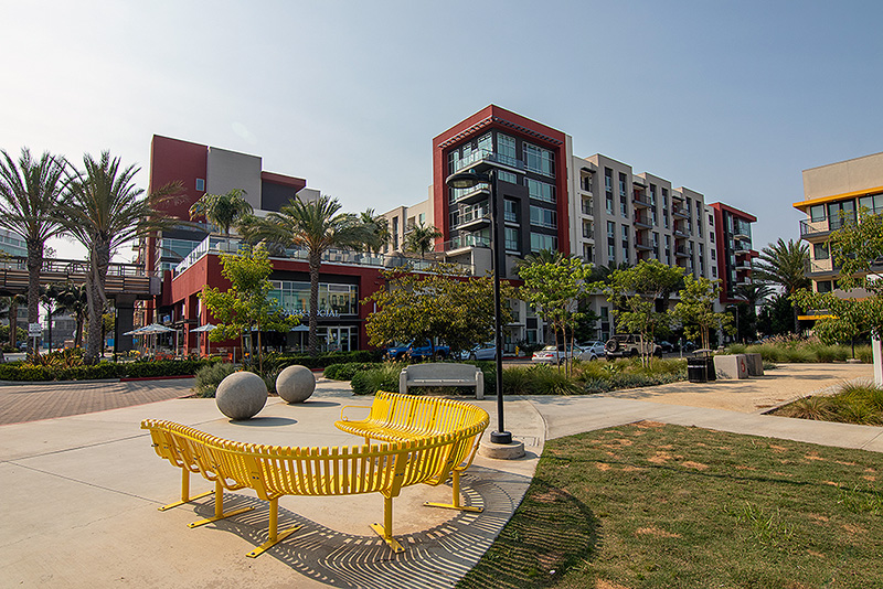 View of Vive at the Park apartments from Centrum Park