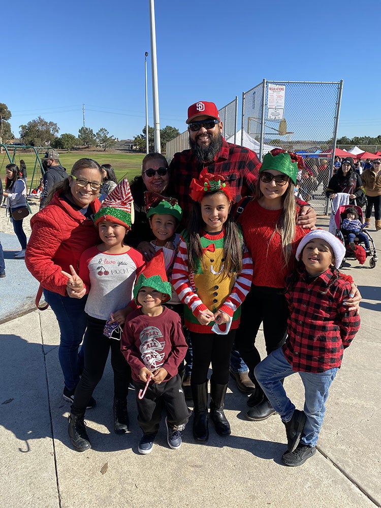 photo of family in holiday garb