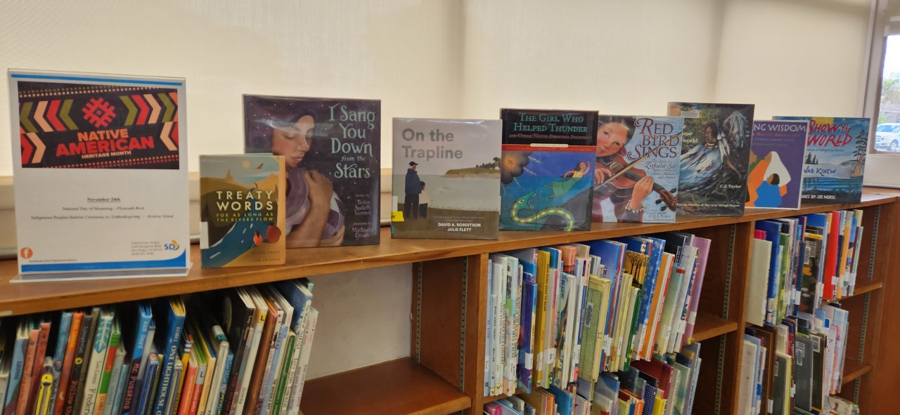 Book display for Native American Heritage Month at CL