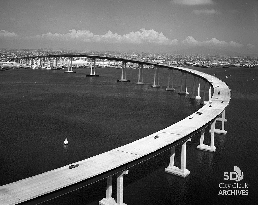 1969 Aerial Photo of the Coronado Bridge City of San Diego Official