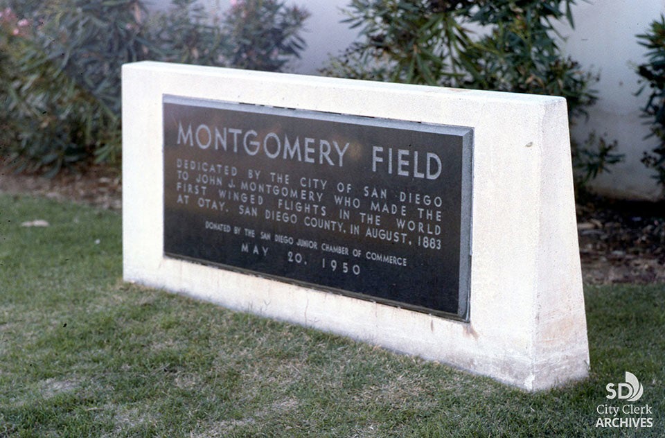 Montgomery Field Dedication Plaque City of San Diego Official site