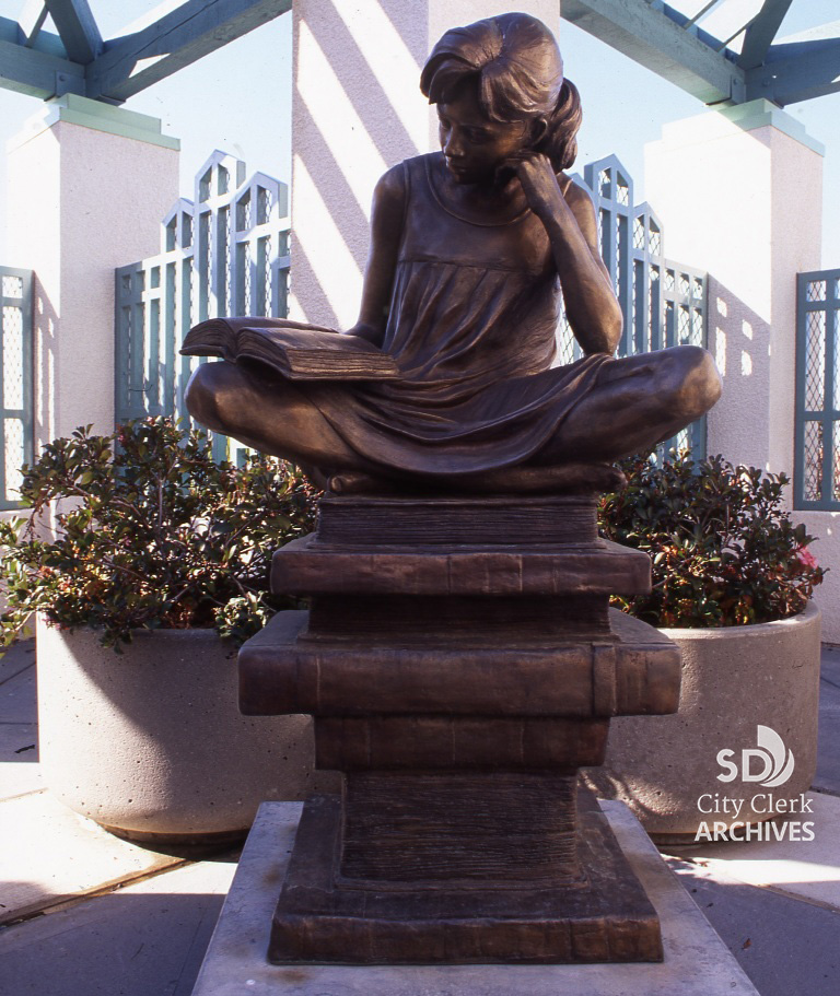 Mary Buckman's Reading Girl Sculpture at Carmel Valley Library