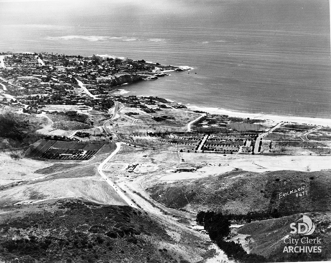 1932 Aerial of Ardath Road, La Jolla Shores City of San Diego