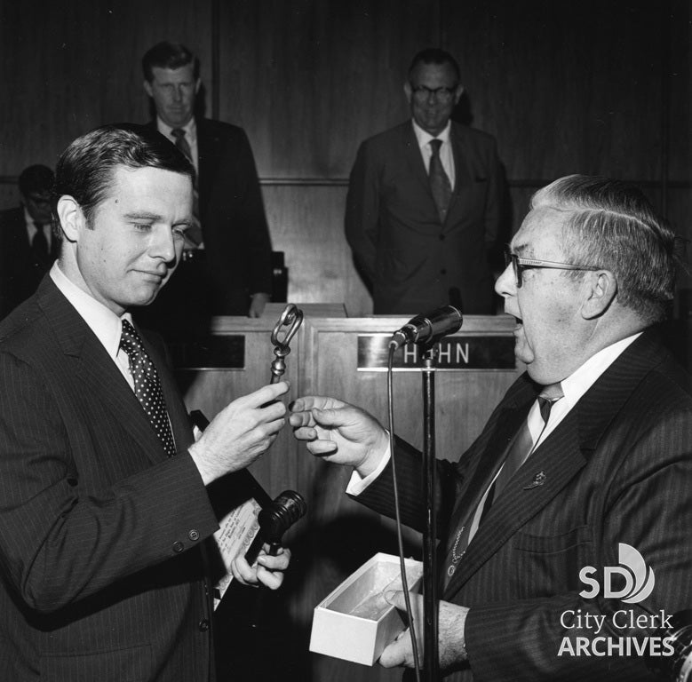 Changing Mayors in 1971 - Frank Curran to Pete Wilson