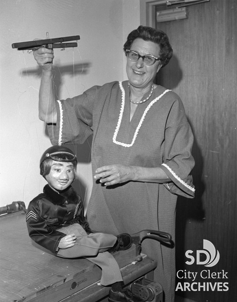 Puppeteer Marie Hitchcock with Sgt. Friendly