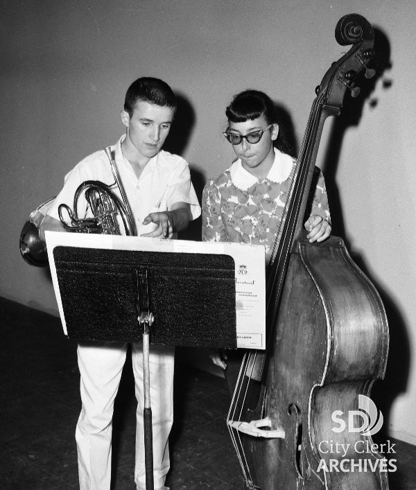 French Horn and Bass Musicians, 1959 San Diego Youth Symphony City of