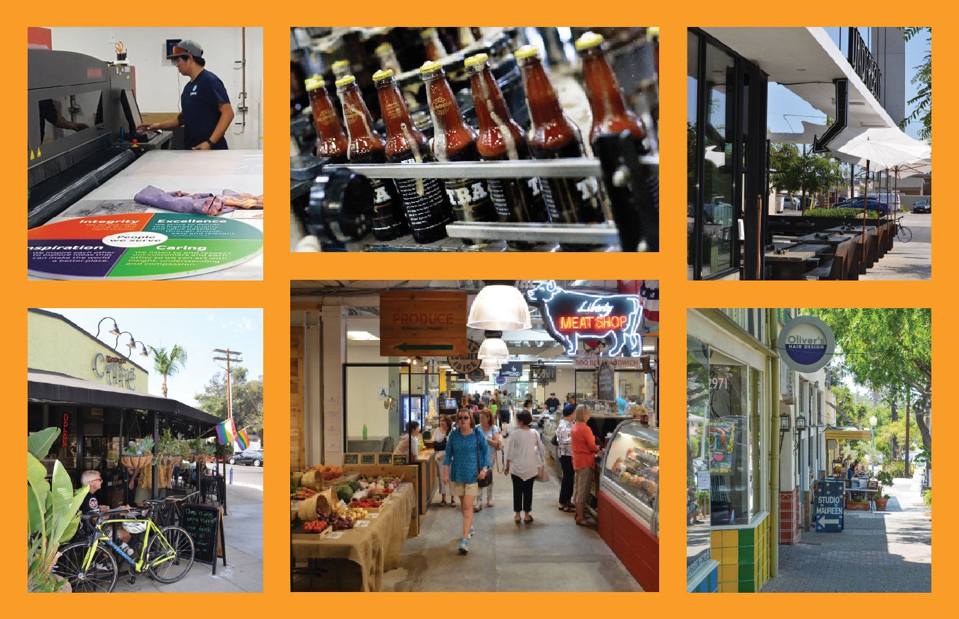 Photo collage of businesses in San Diego