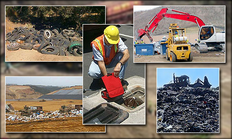 Photo collage of Solid Waste Items