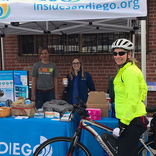 City employees at a Bike to Work Day booth
