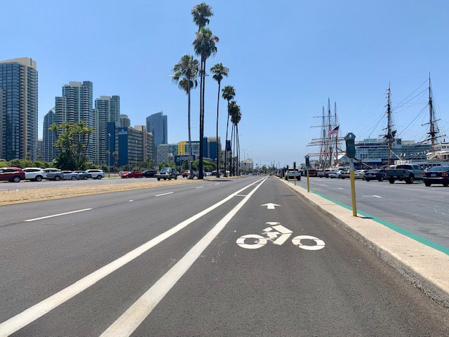 Bike lane on Harbor Drive