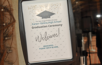 Graduation ceremony welcome sign