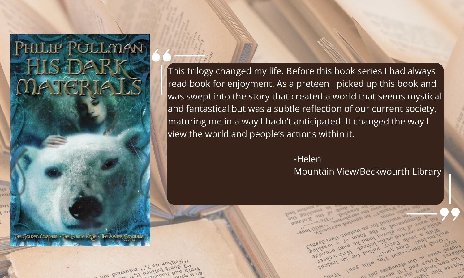 His Dark Materials by Philip Pullman with staff testimonial