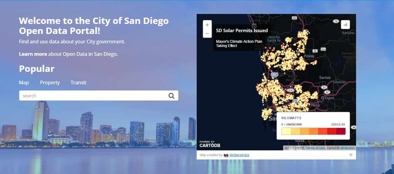 San Diego's New Open Data Portal Homepage