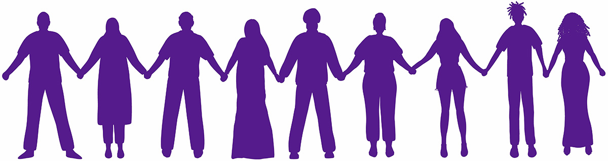 Silhouette of people holding hands