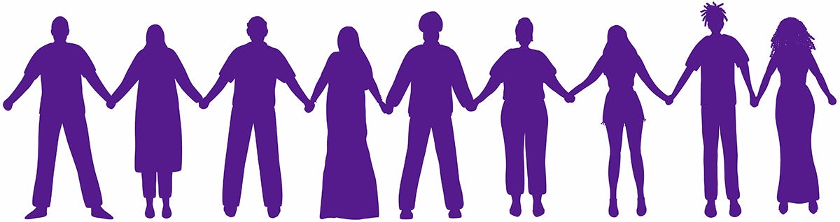 Silhouette of people holding hands