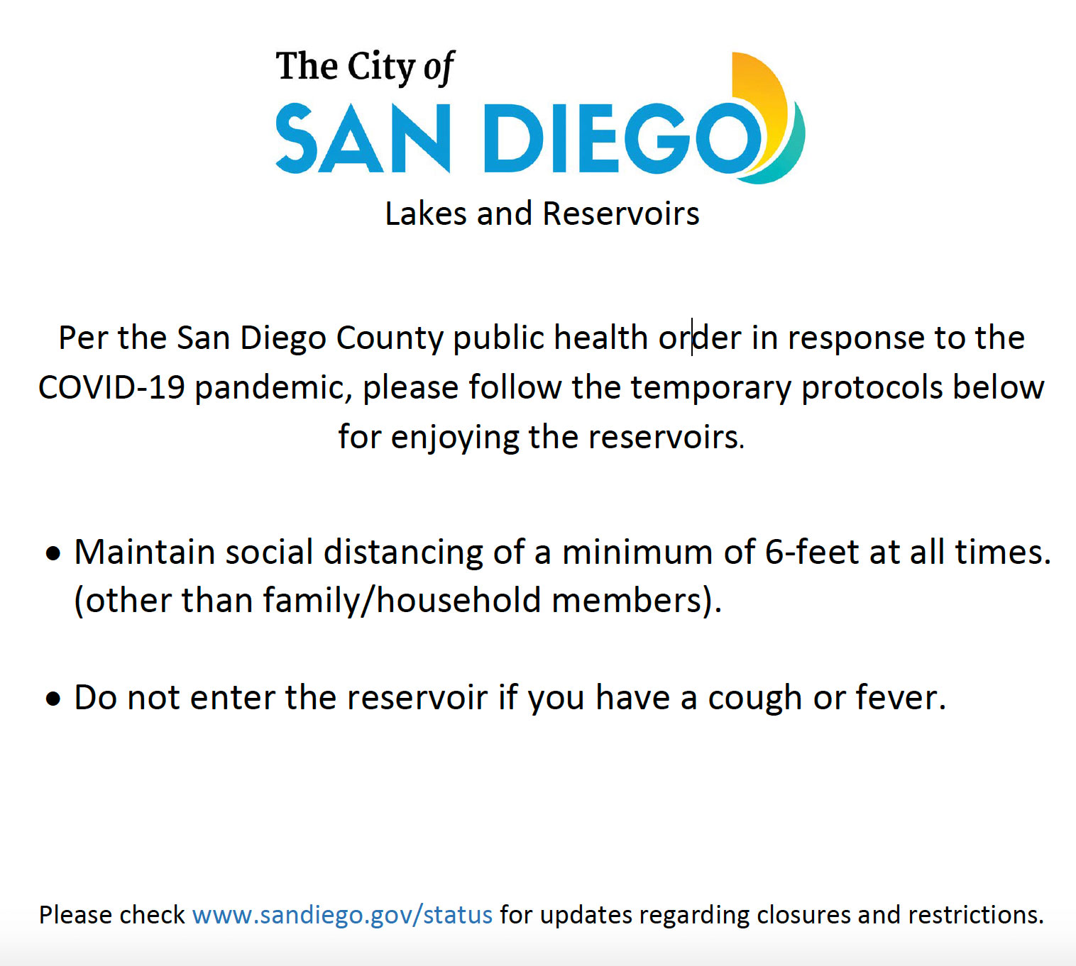 Reservoirs And Lakes City Of San Diego Official Website