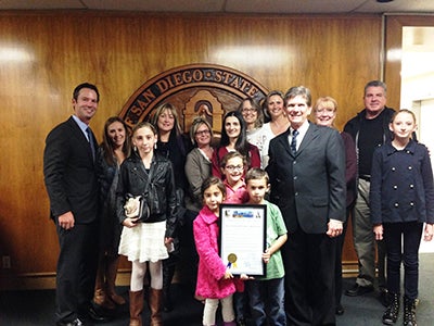 Photo 1 of 1: Councilmember KerseyPresenting a proclamation to Del Sur Elementary School
