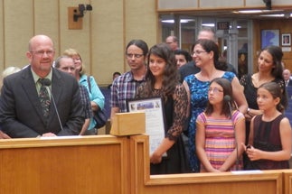 Photo of Councilman Sherman honoring Sophia Pruden