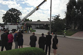Photo of Councilman Sherman and Residents at the Last Overhead Pole Removal In Del Cerro Project Block Event