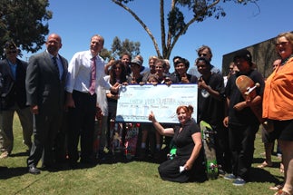 Photo of Councilman Sherman Presenting a $3,040,000 to the Linda Vista Community