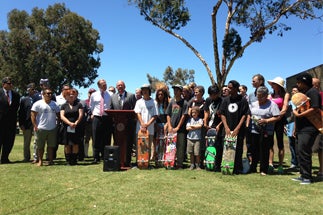 Photo of Councilman Sherman Presenting a $3,040,000 to the Linda Vista Community