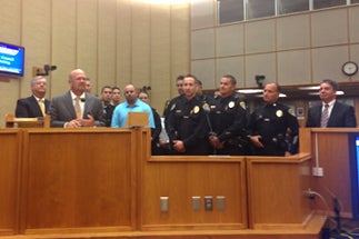 Photo of Councilman Sherman with Officer Lockwood