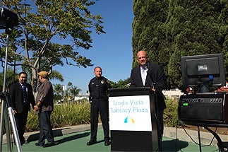 Photo of Councilman Sherman at the Grand Opening of New Pocket Park in Linda Vista