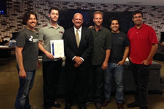Photo of Councilman Sherman with Business Owners in the Startup Industry