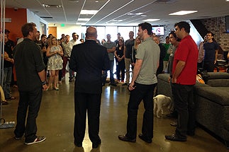 Photo of Councilman Sherman with Business Owners in the Startup Industry