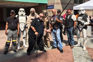 Photo of Councilman Sherman with Members of the 501st Legion Imperial Sands Garrison, Mandolorian Mercs and the San Diego Star Wars Society