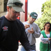 Firefighter Mike Rea demonstrates how the HAZMAT team tests chemicals