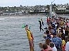 Kids jumping into the water