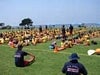 Trainer demonstrating an exercise to kids