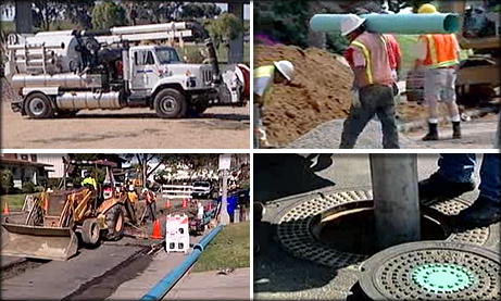 Photo collage of Wastewater workers and equipment