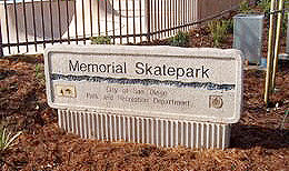 Photo of Memorial Skate Park Sign