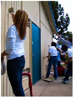 Photo of Volunteers Painting a Building