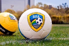 Photo of soccer ball with BFA Logo