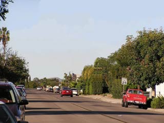 Photo of street without utility poles (photo has been digitally altered)
