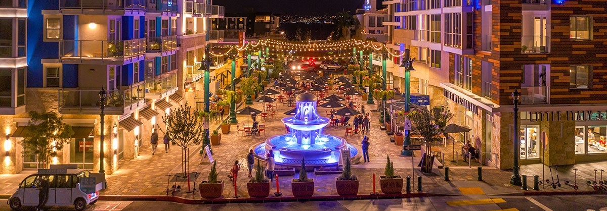 Little Italy piazza at night