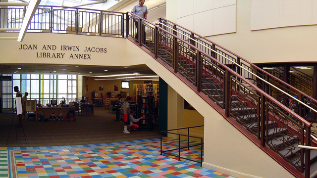 CLobby area inside the La Jolla/Riford Library