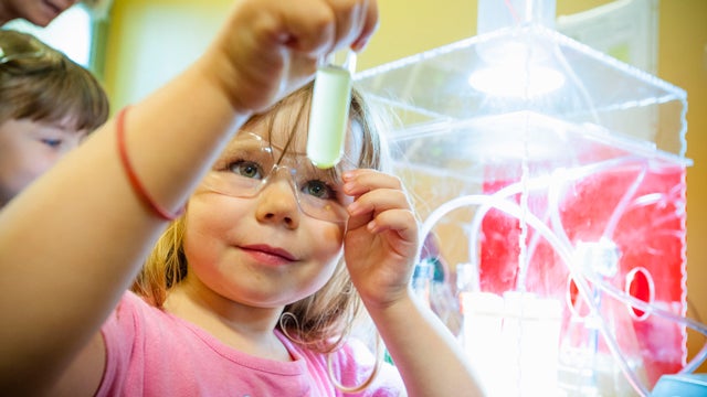 A child participating in a STEAM program at the La Jolla/Riford Library